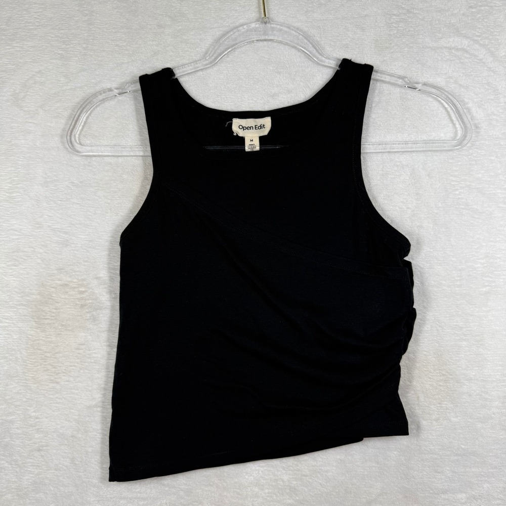 Open‎ Edit Womens Black Ruched Asymmetrical Tank Top Size M ED480195MI